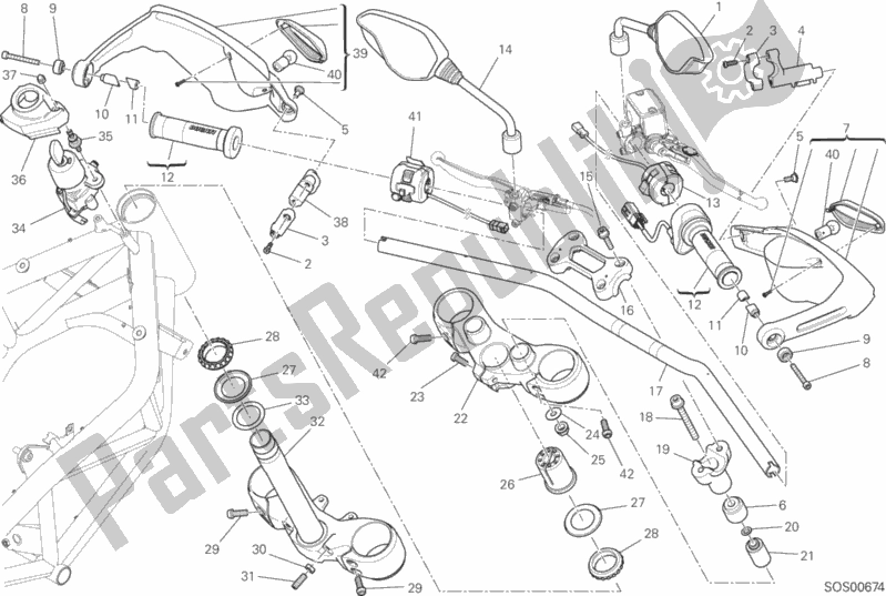 Todas las partes para Manillar Y Controles de Ducati Hypermotard Hyperstrada Brasil 821 2016